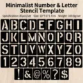 Set of 42 black plastic alphabet and number stencils for DIY painting craft template - Minimalist Number & Letter Stencils / 42 Sheets/Pack