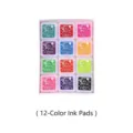 Set de 12 almohadillas de tinta de colores para pintura de dedos y sellos infantiles DIY - Doce colores / Juego de 12 Colores en Caja