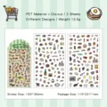 Cute cartoon kitchen theme PET waterproof sticker sheets for journaling - 2 pieces set - 2 Pieces/Pack / Kitchen & Dining