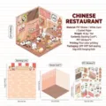 Miniature 3D Chinese restaurant sticker set with cute panda characters and scene cards - Chinese Restaurant
