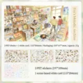 Retro record store 3D miniature scene stickers with 3 PET sheets and a background card - Years Rhythm Library / 4pcs