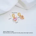 14K gold plated pink heart zircon pendant charm for jewelry making - 14K Gold Plated Pink Zirconia Heart Pendant (G998-1) / 1 Piece