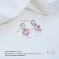 Pink heart-shaped zircon charm pendant with silver plating for DIY jewelry - White Gold Plated Pink Zirconia Heart Pendant (G998-1b) / 1 Piece