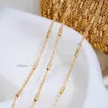 Catena con perline tubolari a trama in oro 14K per creazione di gioielli fai-da-te - Catena O Piatta a Linee Oblique (L260-4) / 1 Metro / Oro 14K