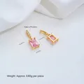 14K gold plated pink zircon rectangle pendant for DIY jewelry making accessory - 14K Gold Plated Pink Zirconia Rectangle Pendant (G998-2) / 1 Piece
