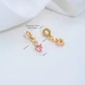 Colgante de triple corazón chapado en oro con circonita rosa para hacer joyas DIY - Colgante de Triple Corazón de Circonia Chapado en Oro 14K (G998-3) / 1 Pieza
