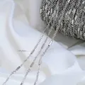 Catena di perle d'argento minimalista per accessori fai da te gioielli 1,5x6,8mm - Catena O Piatta a Tubo Quadro (L260-6)