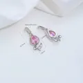 Colgante de tulipán plateado con circón rosa para accesorios de joyería DIY - Colgante de Tulipán de Circonia Rosa Chapado en Oro Blanco (G998-5b) / 1 Pieza