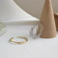 Minimalist S925 sterling silver irregular thin ring with a polished golden finish - Adjustable Open / Irregular Gold Wave (J761 Gold)