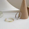 Minimalist S925 sterling silver irregular thin open ring with a glossy silver finish - Adjustable Open / Irregular Silver Wave (J762 Silver)
