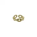 S925 sterling silver minimalist ring with gold twisted rope chain design variant. - Adjustable Open / Twisted Chain Style (J759)