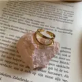 Elegant minimalist S925 sterling silver double-layered open ring in golden finish. - Adjustable Open / Double Layer Gold Irregular Line (J623 Gold)