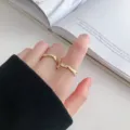 Minimalist S925 sterling silver irregular thin ring with a smooth gold finish. - Adjustable Open / Irregular Wave Fine Ripple Gold (J729 Gold)