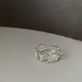 Minimalistischer offener Ring aus 925er Sterlingsilber mit geometrischem Hohlmuster - Geometrisches Hohldesign (J989) / Einstellbar Offen