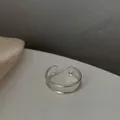 Offener Ring aus 925er Sterlingsilber mit doppellagigem minimalistischem Design - Doppelschichtiges Glattes Design (J286) / Einstellbar Offen