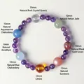 Natuurlijke kristallen armband met amethist, citrien en zonnesteen kralen sieraad - Amethist Multi-Edelsteen (SL6557) / Paars Veelkleurig