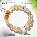 Damesarmband met natuurlijk rutilkwarts en witte kwarts lotusbloem, handgemaakt - 10mm / Rutielkwarts Stijl