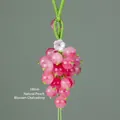 Handmade pink chalcedony grape-shaped pendant with green cord for car or bag decoration - Peach Chalcedony Grape Pendant / Pink