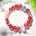 Elegante armband met aardbeikwarts en lotusbedel kralen voor dames sieraden - 10mm / Aardbeienkwarts Stijl