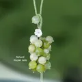 Handcrafted natural green Xiuyan Jade grape cluster pendant charm for bags and phones - Xiuyan Jade Green Grape Pendant / Cyan
