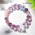 Bracelet perlé en améthyste et quartz rose naturel avec breloque fleur de lotus - 10mm / Style Améthyste