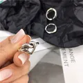 Vintage 925 sterling silver heart knot open ring with adjustable band for women - Adjustable Open / Heart Knot Style (J601)