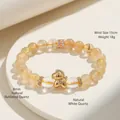 Natuurlijk gouden rutilkwarts kralenarmband met 8mm kralen en een gouden paard hanger - 8mm Goud Rutielkwarts Pony Armband / Handomtrek 15cm / Goud