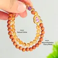Dubbellaagse armband met 6mm natuurlijke citrien- en Barbie sandelhout kralen - 6mm Natuurlijk Geel Kristal Barbie Sandelhout Armband