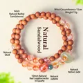 Pulsera de doble hebra de cuentas de sándalo natural con jade nefrita y cuarzo rojo - Diámetro de Perla 6mm / Natural Barbie Sandalwood