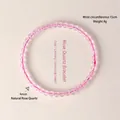 Natürliches durchscheinendes rosa Kristallperlenarmband mit 4mm Perlen und 15cm Umfang - 4mm / Rosa