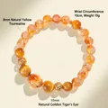 Elegant natural yellow crystal and golden tiger eye beaded bracelet for women accessories - Style A / Natural Golden Tiger Eye Yellow Tower Crystal A
