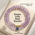Natural purple amethyst double-layer bracelet with 8mm dragon scale bead detail - Natural Amethyst Dragon Scale Style / 6mm Bead Diameter