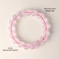 Bracelet en quartz rose naturel translucide avec perles de 12mm et taille de poignet de 16cm - 12mm / Rose