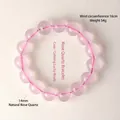 Bracelet en perles de quartz rose naturel de 14mm avec cristaux ronds translucides - 14mm / Rose