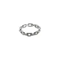 S925 sterling silver minimalist chain link open ring with a polished metallic finish - Adjustable Open / Fashion Chain Shape (J781)