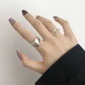 Minimalist 925 sterling silver heart-shaped open ring for women jewelry on hand - Adjustable Open / Stereoscopic Heart Open Ring (J846) / Thai Silver