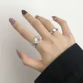 Minimalist silver heart engraved ring for women - Adjustable Open / Retro Heart Style (J841) / Silver