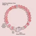 Natur-Erdbeerquarz-Armband mit Perlen und Bergkristall, 15cm Handgelenkumfang. - Einzelschleife / 6mm Erdbeerquarz Armband
