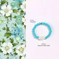 Dainty beaded turquoise bracelet featuring a natural white shell charm for women - Turquoise Trochus Shell Ring / 2.5mm Beads (8x4mm Shell)