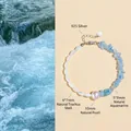 Bracelet élégant en aigue-marine naturelle et perle avec fermoir en argent 925 - Bracelet en Aigue-Marine Naturelle et Troque / Perle 10mm Fermoir Argent S925