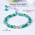 6mm natural moss agate beaded bracelet with adjustable green cord for daily wear - Water Grass Chalcedony Bracelet / Bead Diameter Approx