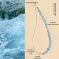 Collier d'été en aigue-marine irrégulière et perle avec fermoir en argent 925 détail - Collier en Aigue-Marine Naturelle et Troque / Extension 41cm+3cm Perle 10mm