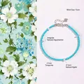 Natural turquoise and aquamarine beaded bracelet with heart charm for women, 15cm size - Turquoise Bracelet / Circumference 15cm