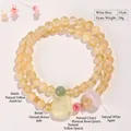 Pulsera de doble vuelta de citrino amarillo con jade Hetian natural y ágata - Estilo Ametrina Amarilla Zagi Lhamo / Diámetro de Perla 6mm