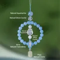 Natural aquamarine and citrine car pendant with blue chalcedony beads and Pixiu charm - 8mm Natural Blue Chalcedony Car Hanging