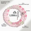925 Silber Waage Sternzeichen Perlenarmband mit rosa und grünen Edelsteinen - Waage / 15cm Innenumfang