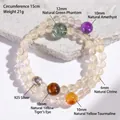 Eleganter Taurus Perlenarmband aus 925er Silber mit bunten Naturkristallen für Damen. - Stier / 15cm Innenumfang
