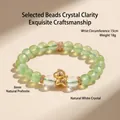 Bracciale in prehnite verde naturale e cristallo bianco con ciondolo cavallo oro - verde chiaro