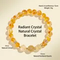 Natural citrine and gold rutilated quartz beaded bracelet with golden bead accent - Bead Size (8mm) / 8mm Yellow Citrine Bracelet