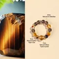 Natürlicher Citrin- und Tigerauge-Perlenring mit 4mm Eis-Obsidian-Perlen-Schmuck - Obsidian Goldenes Tigerauge Ring / 4MM Perlendurchmesser